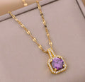Stainless steel purple necklace