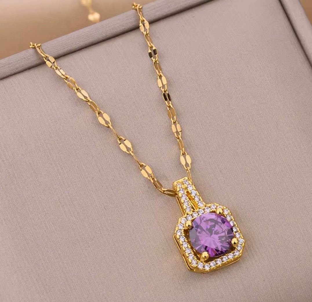 Stainless steel purple necklace