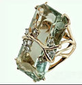 Green and gold tone ring size 5