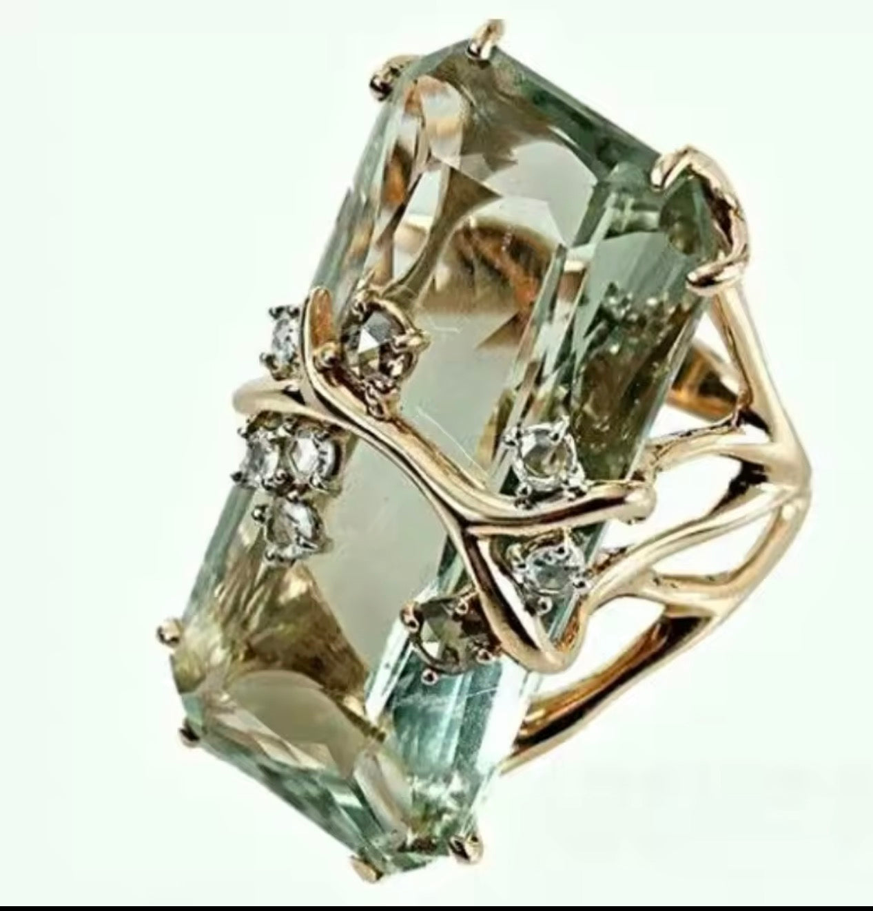 Green and gold tone ring size 5