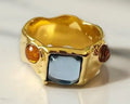Ring Blue and yellow stones size 5